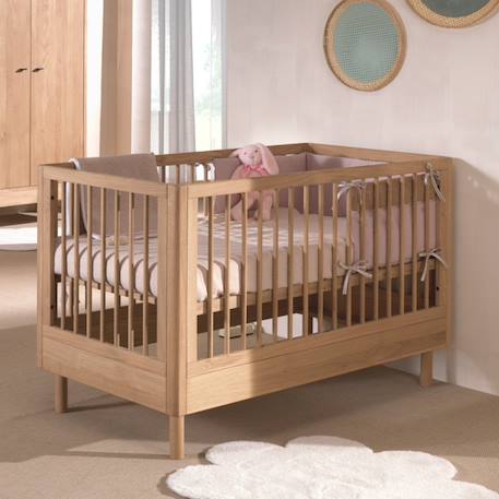 Lit bébé évolutif en chêne massif  romane Bois naturel 1 - vertbaudet enfant 