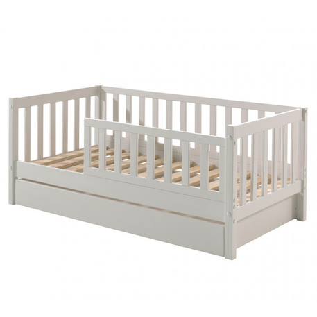 Petit lit enfant avec sommier en pin massif  suzon Blanc+Gris 6 - vertbaudet enfant 