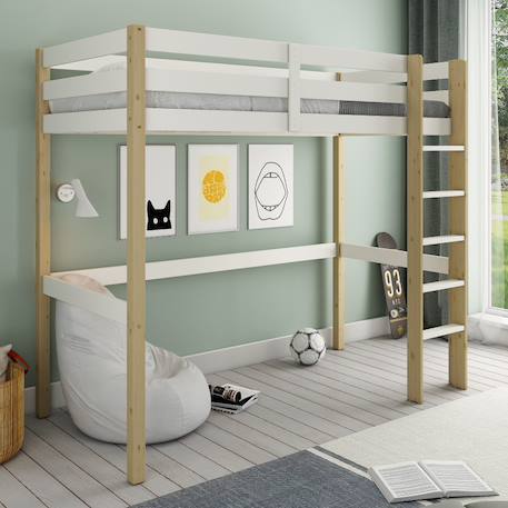 Lit mezzanine pin massif  arthur Blanc+Blanc-bois 7 - vertbaudet enfant 
