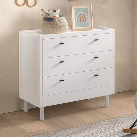 Commode 3 tiroirs en hêtre massif aubane Blanc 1 - vertbaudet enfant 