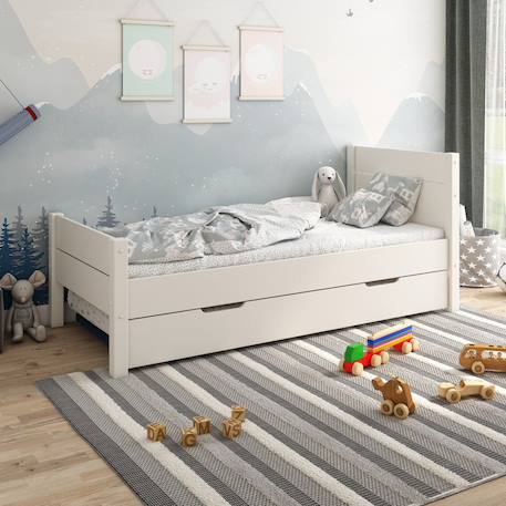 Lit enfant et lit gigogne pin massif  achille Blanc 2 - vertbaudet enfant 