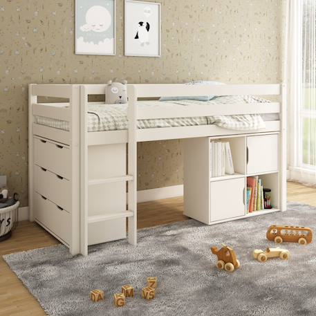 Lit mi-hauteur pin massif naturel  isidore Blanc+Bois 6 - vertbaudet enfant 
