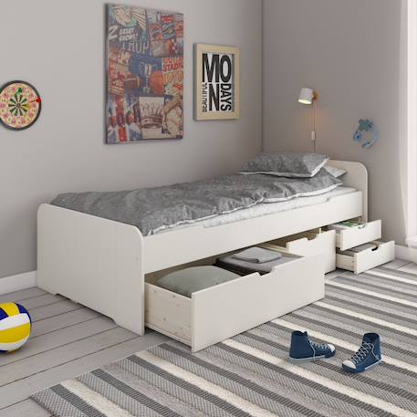 Lit multi-rangements pin massif  basile Blanc 2 - vertbaudet enfant 