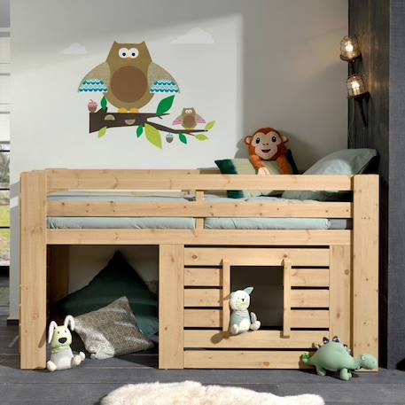 Lit cabane mi-hauteur en pin massif naturel  hary Bois naturel 2 - vertbaudet enfant 