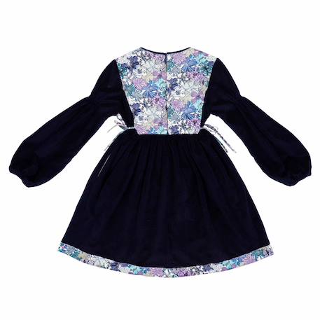 Robe velours   liberty  et  hiver   margot Bleu marine lilas 5 - vertbaudet enfant 