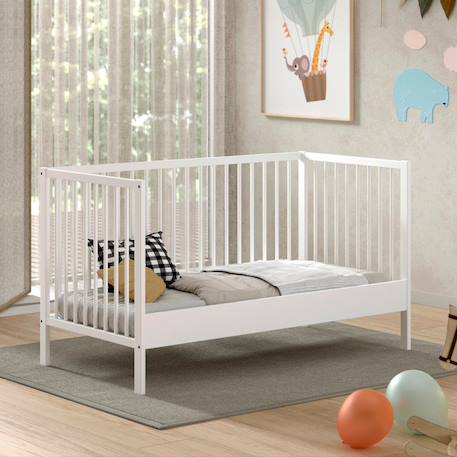 Lit bébé évolutif en hêtre massif  paola Blanc+Bois+Gris 2 - vertbaudet enfant 