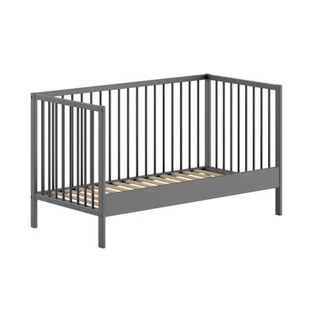 Lit bébé évolutif en hêtre massif  paola Blanc+Bois+Gris 17 - vertbaudet enfant 
