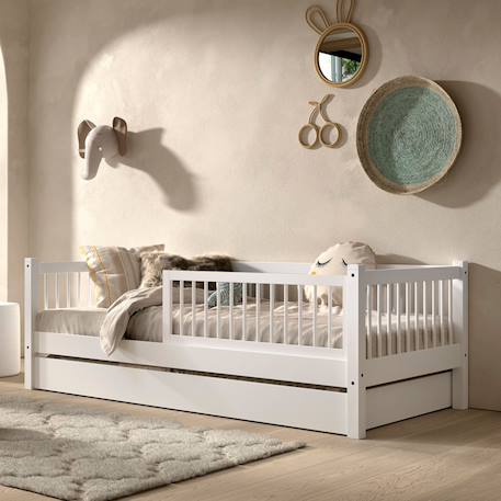 Lit banquette en hêtre massif  aubane Blanc 3 - vertbaudet enfant 