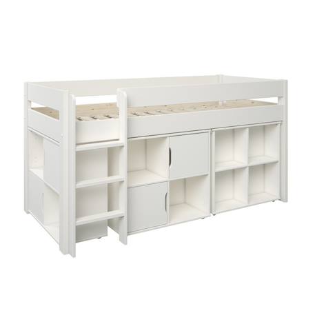 Lit mi-hauteur avec bureau et rangements pin massif  arthur Blanc 5 - vertbaudet enfant 