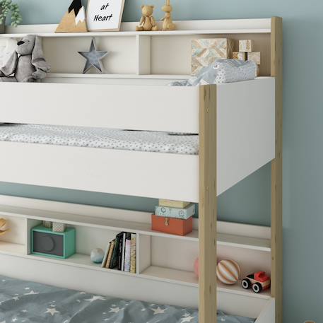 Lit superposé avec rangements pin massif  edouard Blanc+Bois 9 - vertbaudet enfant 