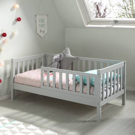 Petit lit enfant avec sommier en pin massif  suzon Blanc+Gris 7 - vertbaudet enfant 