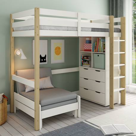 Lit mezzanine avec rangements et fauteuil convertible arthur Blanc+Blanc-bois 7 - vertbaudet enfant 