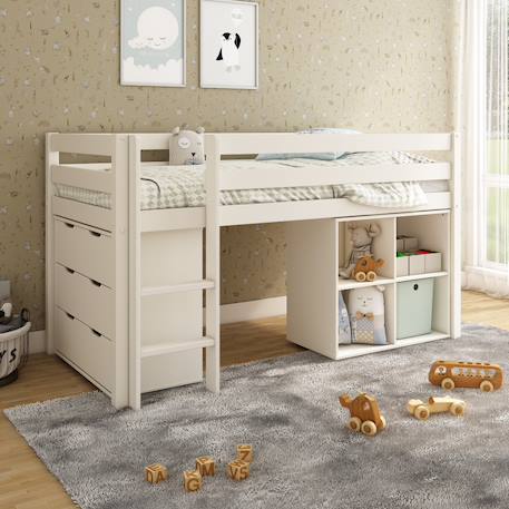 Lit mi-hauteur pin massif naturel  isidore Blanc+Bois 5 - vertbaudet enfant 