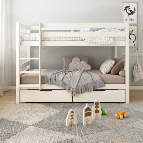 Lit superposé en pin massif  isidore Blanc+Bois 2 - vertbaudet enfant 