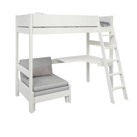 Lit mezzanine avec bureau et chauffeuse pin massif  colette Blanc 5 - vertbaudet enfant 