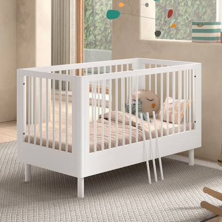 Lit bébé évolutif en hêtre massif  aubane Blanc 3 - vertbaudet enfant 