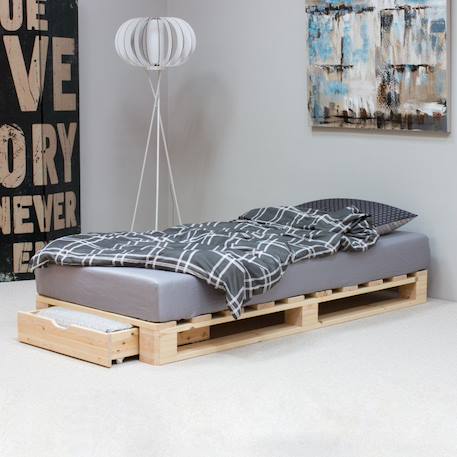 Lit palette avec tête de lit pin massif  siméon Bois naturel 2 - vertbaudet enfant 