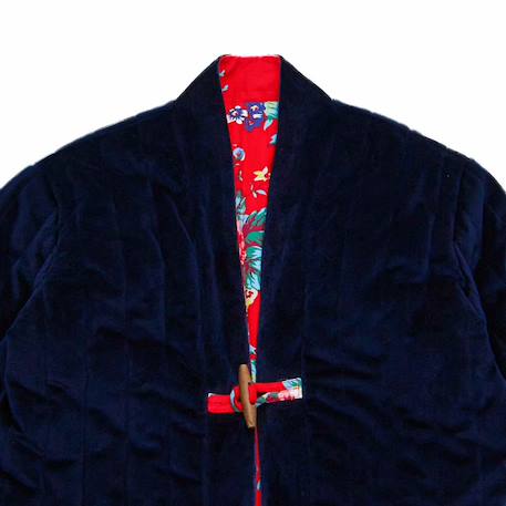 Veste chinoise    réversible fleurie   kim Bleu marine bleu turquoise+Bleu marine rouge 12 - vertbaudet enfant 