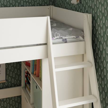 Lit mezzanine avec rangements et chauffeuse pin massif  colette Blanc 4 - vertbaudet enfant 