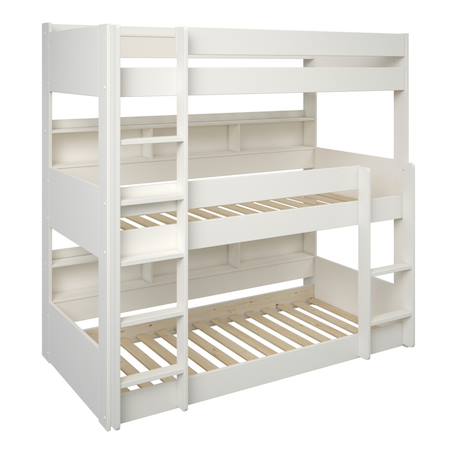 Lit superposé triple avec rangements pin massif  edouard Blanc 4 - vertbaudet enfant 