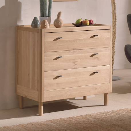 Commode 3 tiroirs en chêne massif  romane Bois naturel 1 - vertbaudet enfant 