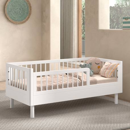 Lit enfant en hêtre massif aubane Blanc 1 - vertbaudet enfant 