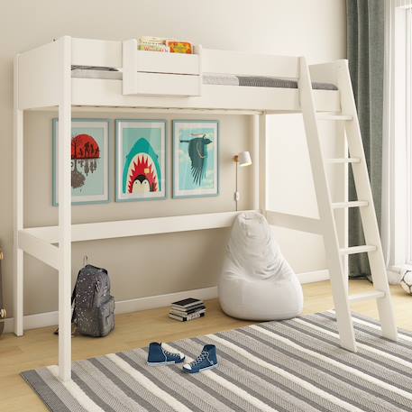 Lit mezzanine pin massif  edouard Blanc 2 - vertbaudet enfant 
