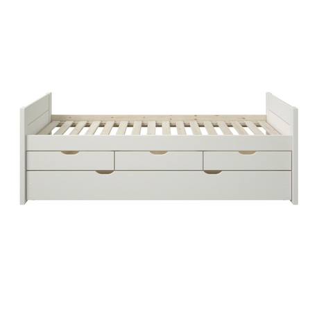 Lit avec lit gigogne et trois tiroirs pin massif  leopold Blanc 4 - vertbaudet enfant 