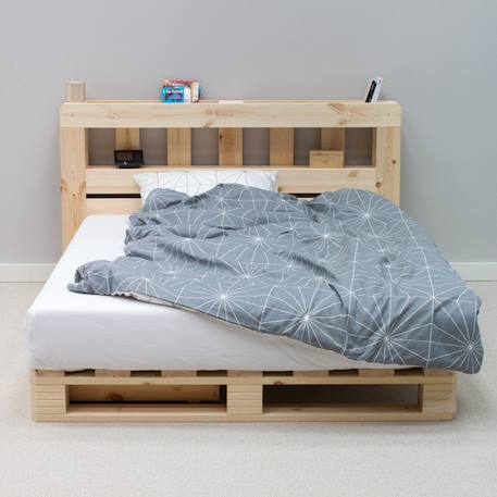 Lit palette avec tête de lit pin massif  siméon Blanc+Bois 8 - vertbaudet enfant 