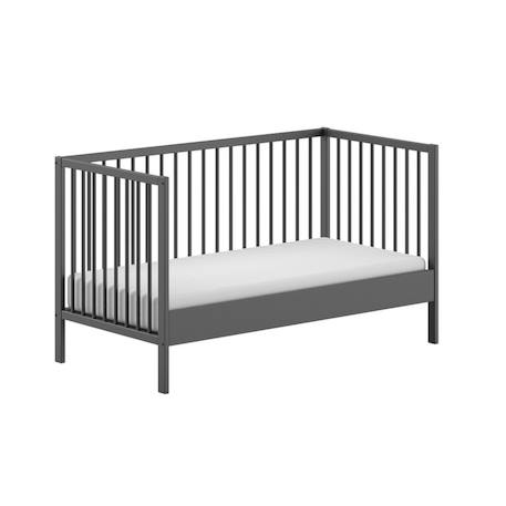 Lit bébé évolutif en hêtre massif  paola Blanc+Bois+Gris 18 - vertbaudet enfant 