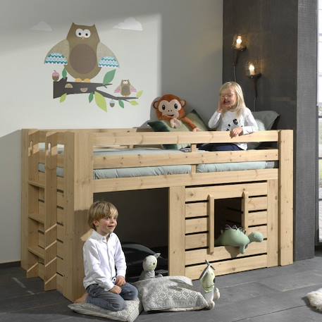 Lit cabane mi-hauteur en pin massif naturel  hary Bois naturel 3 - vertbaudet enfant 
