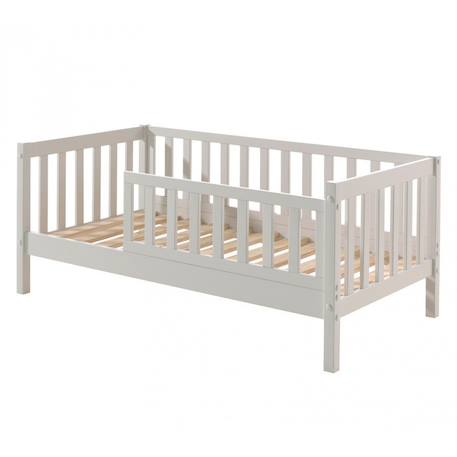 Petit lit enfant avec sommier en pin massif  suzon Blanc+Gris 4 - vertbaudet enfant 