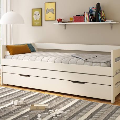 Lit sofa avec lits gigognes pin massif  ninon Blanc 2 - vertbaudet enfant 