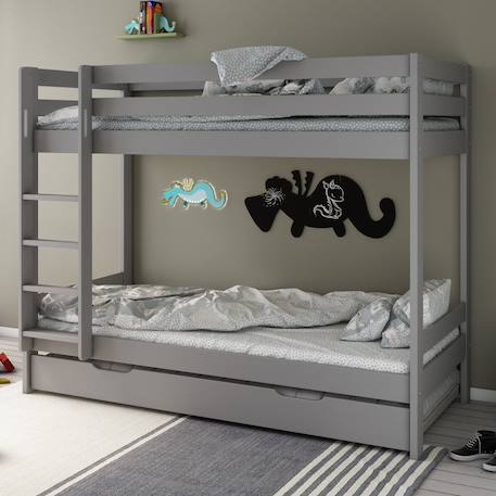 Lit superposé et lit gigogne pin massif   basile Blanc+Gris 6 - vertbaudet enfant 