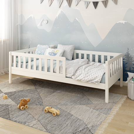 Lit banquette avec tiroirs pin massif  charlie Blanc+Bois 3 - vertbaudet enfant 