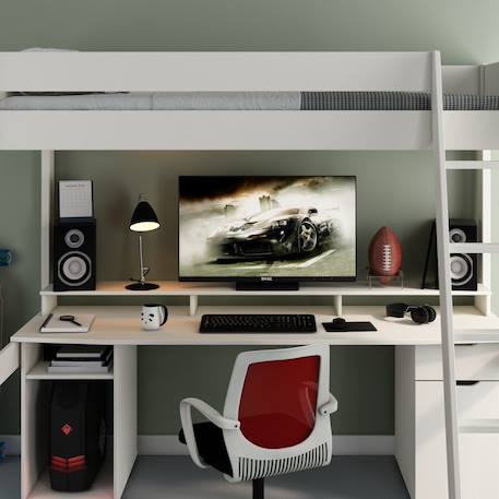 Lit mezzanine avec bureau pin massif  edouard Blanc 3 - vertbaudet enfant 