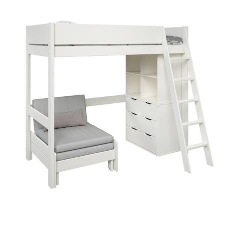 Lit mezzanine avec rangements et chauffeuse pin massif  colette Blanc 6 - vertbaudet enfant 