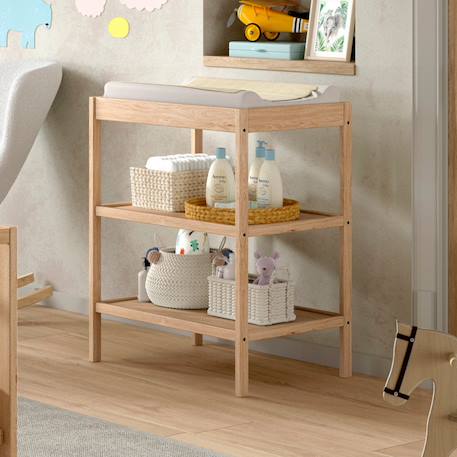 Table à langer en hêtre massif naturel  paola Blanc+Bois+Gris 4 - vertbaudet enfant 