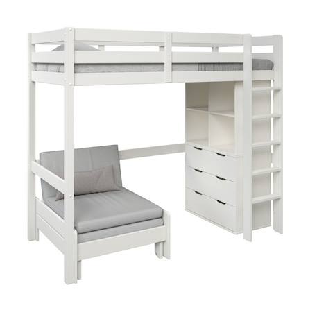 Lit mezzanine avec rangements et fauteuil convertible arthur Blanc+Blanc-bois 6 - vertbaudet enfant 