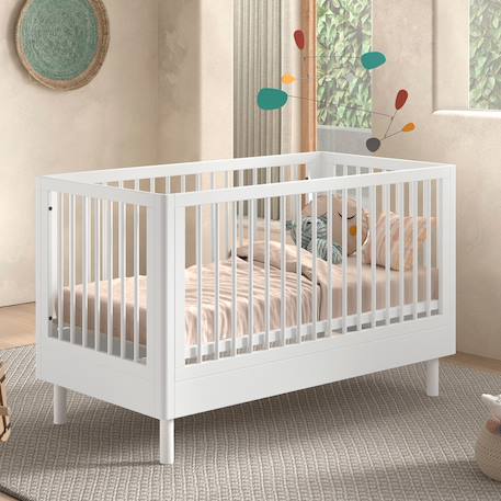 Lit bébé évolutif en hêtre massif  aubane Blanc 2 - vertbaudet enfant 