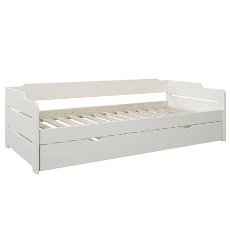 Lit avec lit gigogne pin massif  arthur Blanc 5 - vertbaudet enfant 