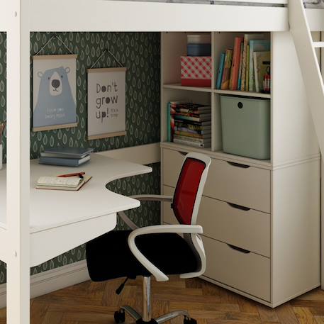 Lit mezzanine avec bureau et rangements pin massif  colette Blanc 4 - vertbaudet enfant 