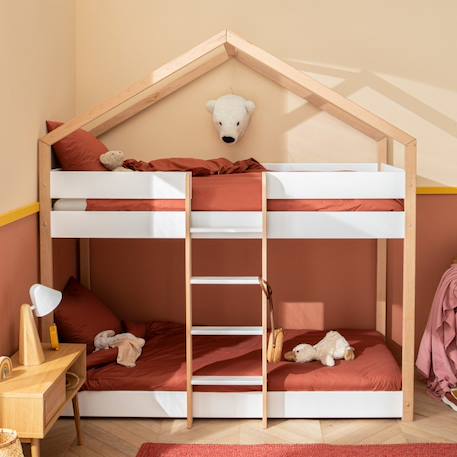 Lit superposé en hêtre  gustave Blanc+Blanc-bois 1 - vertbaudet enfant 
