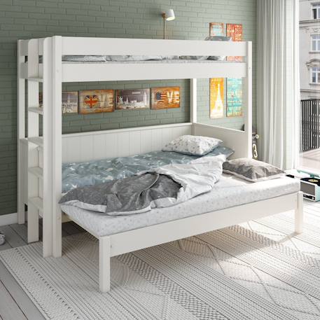 Lit superposé extensible pin massif  alceste Blanc 1 - vertbaudet enfant 