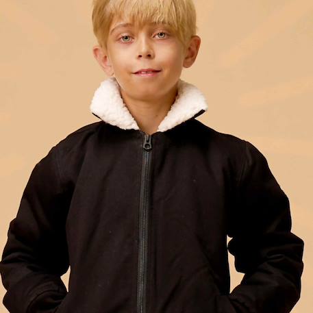 Blouson    doublure et col en fausse fourrure  top gun Noir 1 - vertbaudet enfant 