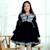 Robe velours   liberty  et  hiver   margot Bleu marine lilas 2 - vertbaudet enfant 