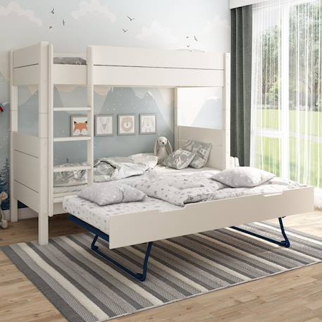 Lit superposé séparable avec lit gigogne pin massif  achille Blanc 1 - vertbaudet enfant 