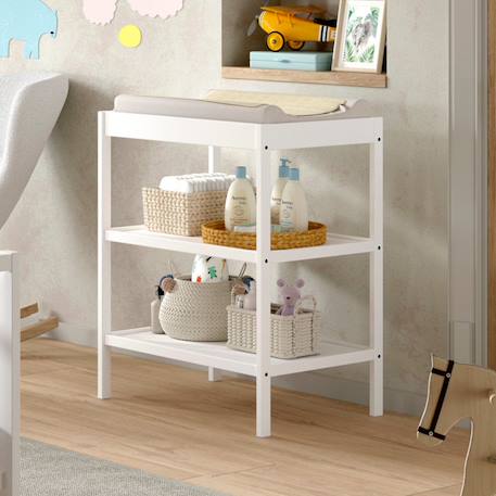 Table à langer en hêtre massif naturel  paola Blanc+Bois+Gris 1 - vertbaudet enfant 