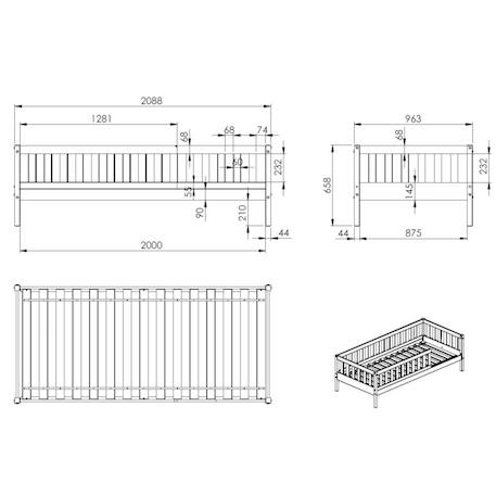 Lit banquette pin massif  charlie Blanc+Bois 12 - vertbaudet enfant 