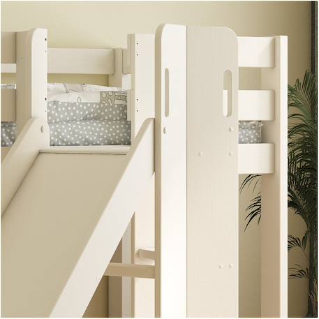 Lit mi-hauteur avec toboggan pin massif  basile Blanc 2 - vertbaudet enfant 